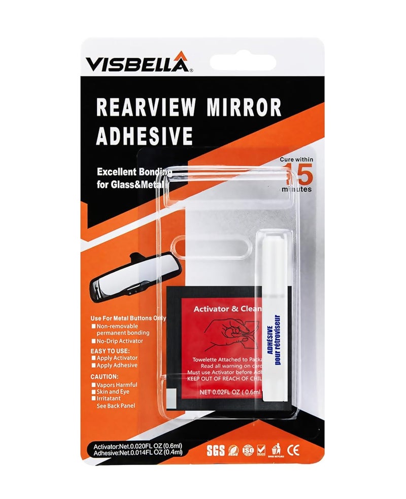 Visbella Rearview Mirror Adhesive Repair Kit Rear View Mirror Glue for Windshield Excellent Bonding for Glass & Metal - Image 1